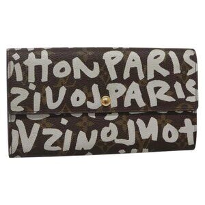 LOUIS VUITTON Graffiti Porte Monnaie Credit Wallet White M92189 LV Auth 141687V